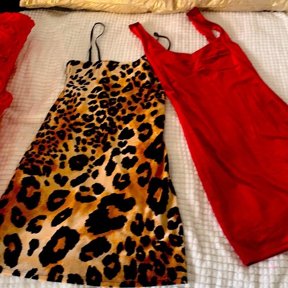 Forever 21 dress bundle! 2 mini dresses!! Leopard print and sexy red siz…